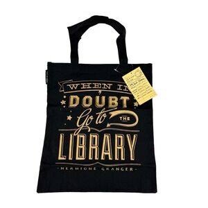 New Hermione Granger Library Canvas Shoulder Tote Book Bag Harry Potter Black